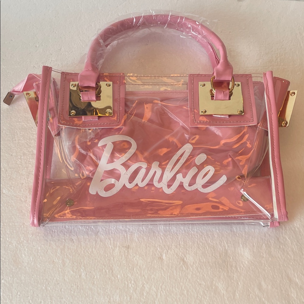 Barbie purse Pink Clear Tote Gold Hardware transparent handbag shoulder bag nwts